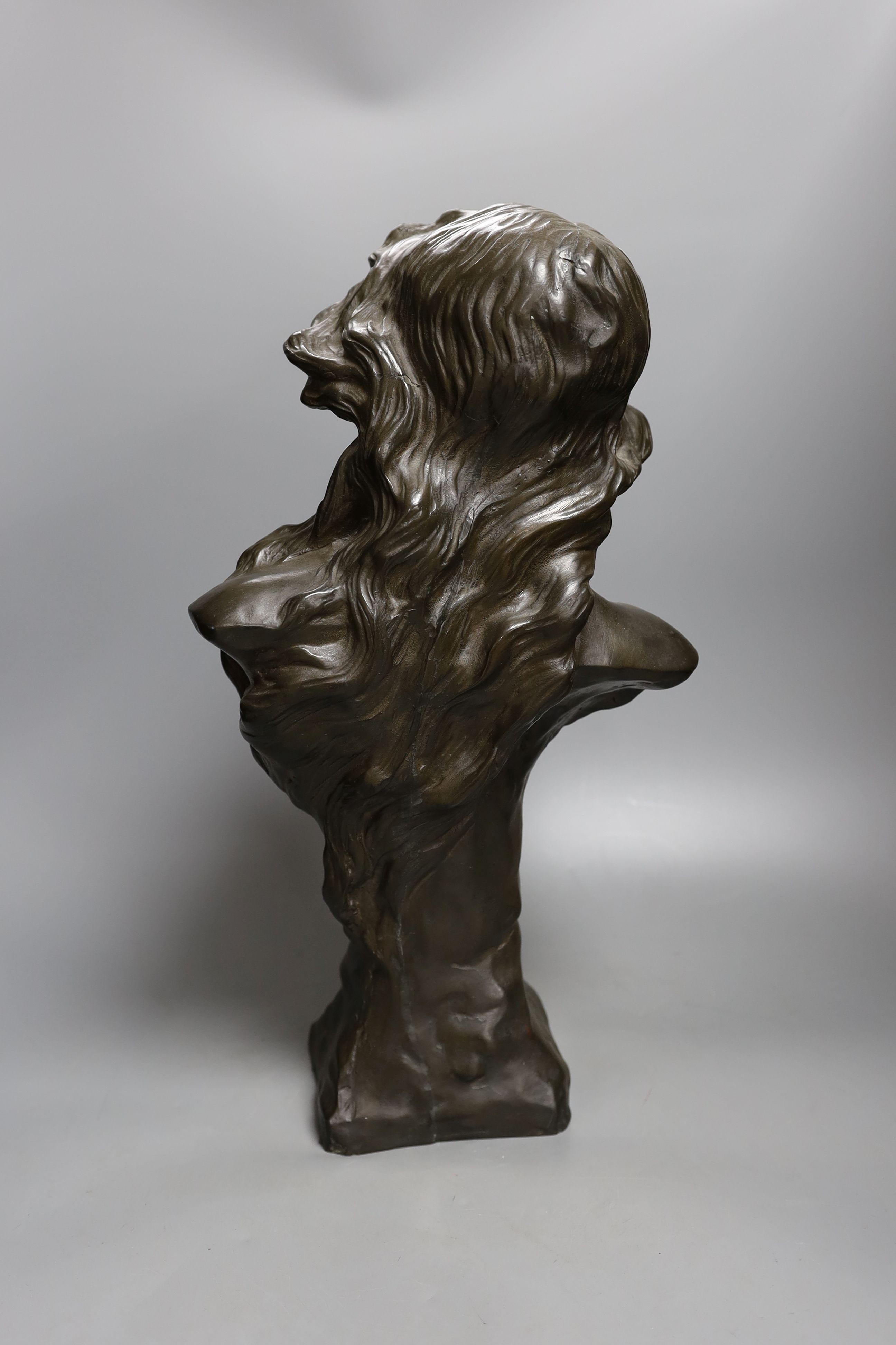 A bronzed resin bust of a lady 47cm